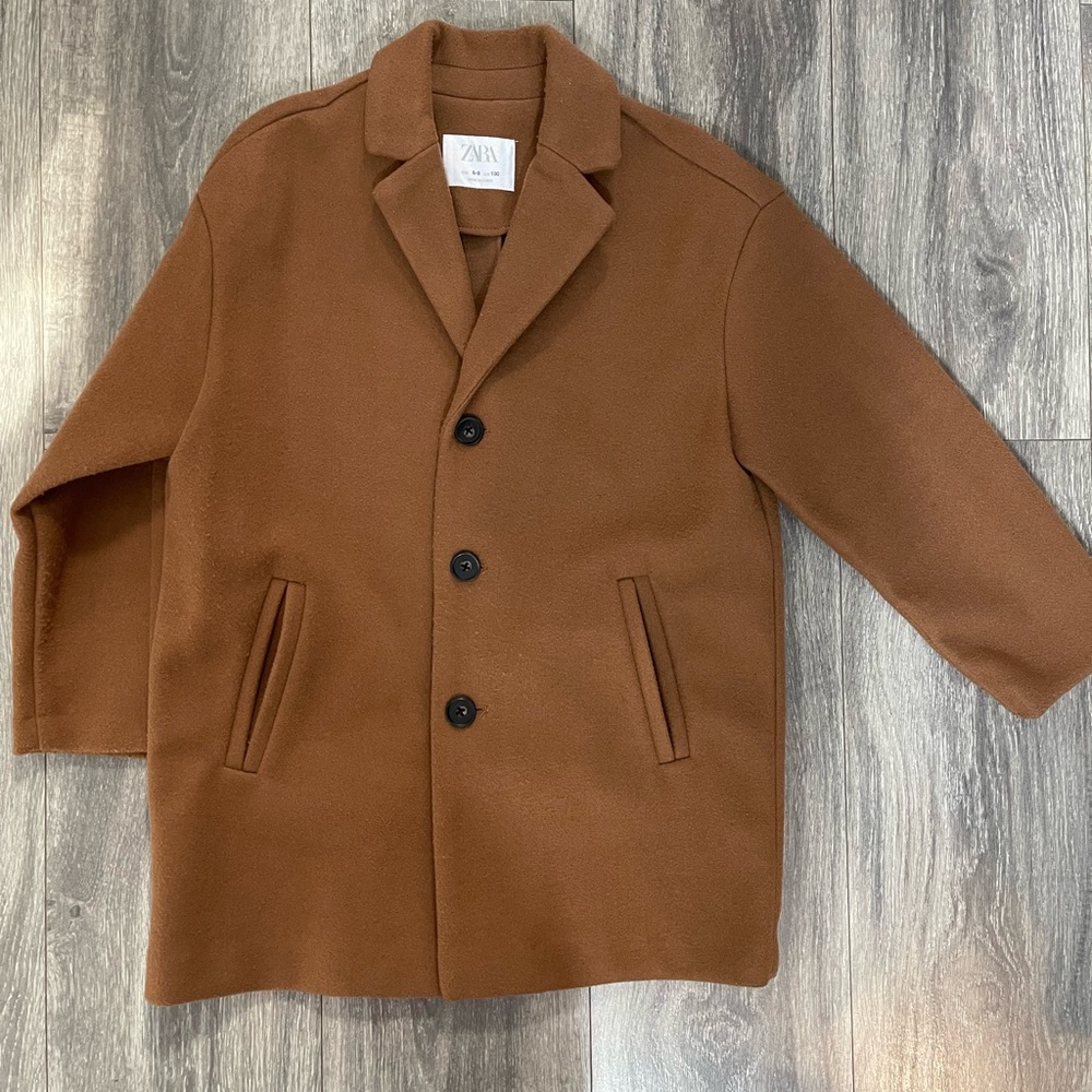 Zara Boys Tan Pea Coat